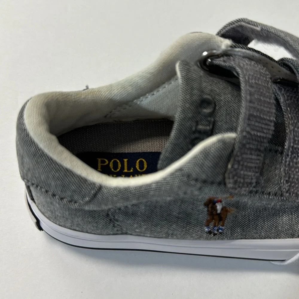 Polo Ralph Lauren Gray Velcro Sneakers Size 6.5